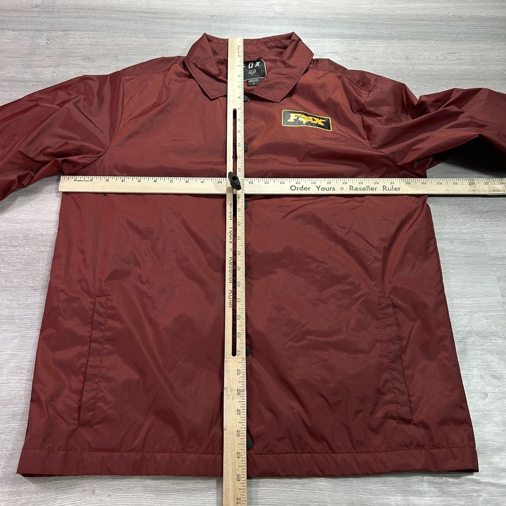 Fox Jacket Mens Large Red Coach Snap Front Nylon Lined Windbreaker Moto - Picture 5 of 10